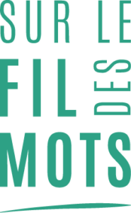 logo typographique écrit : sur le fil des mots vert