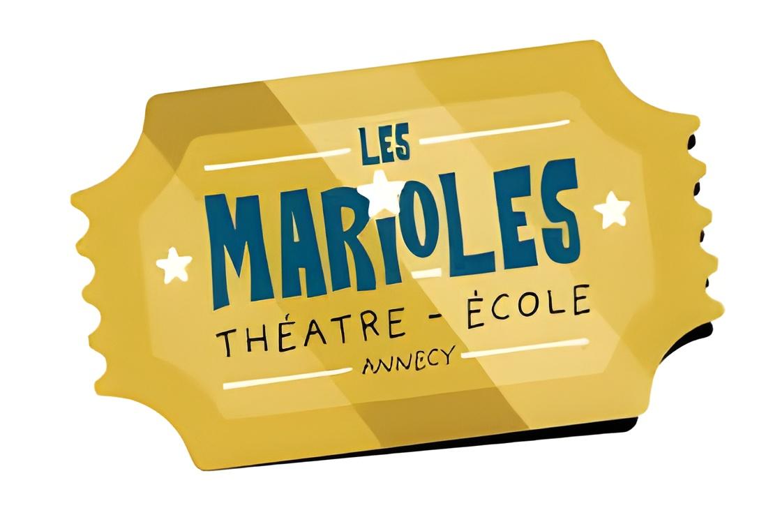 logo ticket de theatre ecris dessus les marioles théatre - ecoles - annecy